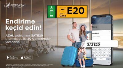 AZAL-dan “GATE20” promokodu ilə aviabiletlərə 20% endirim