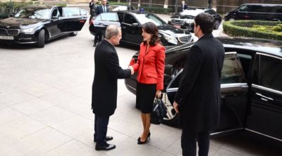 Ceyhun Bayramov gürcüstanlı həmkarını qarşıladı – FOTO