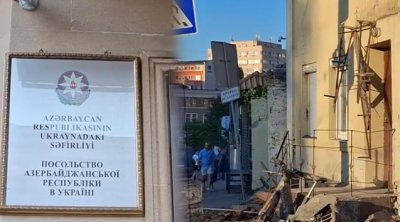 Raketin zərər vurduğu səfirliyimizin görüntüləri - VİDEO