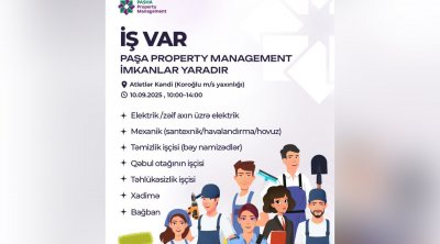 İş axtaranların NƏZƏRİNƏ: PAŞA Property Management vakansiya ELAN EDİR