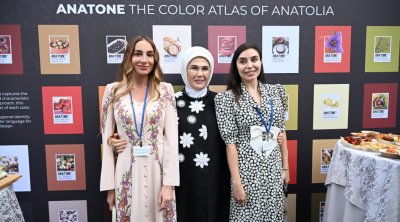 Leyla və Arzu Əliyevalar Nyu-Yorkda sərgidə - Fotolar