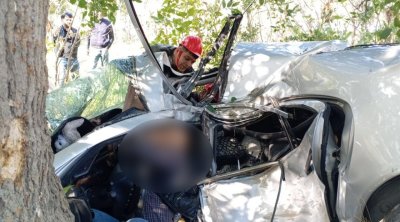 Şabranda avtomobil ağaca çırpıldı - Sürücü öldü