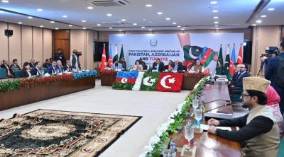 Azərbaycan-Pakistan-Türkiyə parlament sədrlərinin görüşü KEÇİRİLDİ - FOTO