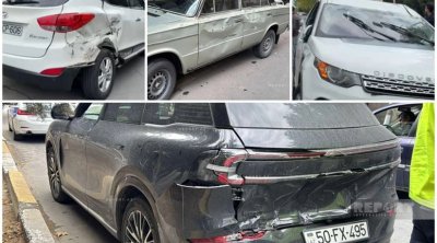 Sumqayıtda zəncirvari qəza: 4 avtomobil toqquşdu – FOTO