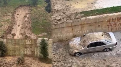 Bakıda poliklinikanın həyətində torpaq sürüşməsi – VİDEO