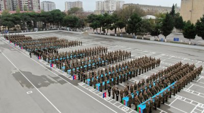 Daxili Qoşunlarda gənc əsgərlərin andiçmə mərasimi keçirildi - FOTO
