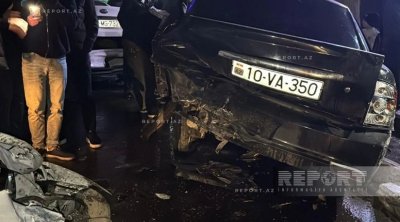 Sumqayıtda səkkiz maşın toqquşdu - FOTO/VİDEO