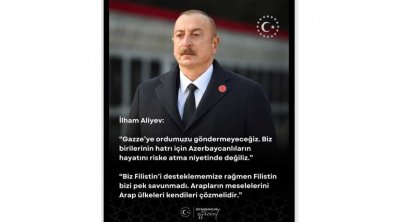 Türkiyə cəmiyyəti Prezident İlham Əliyevin Qəzza ilə bağlı mövqeyini təqdir edir