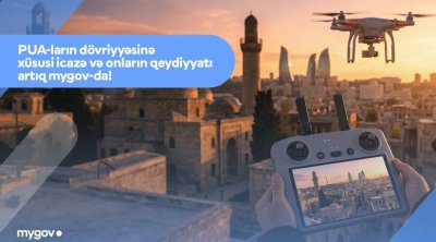 Dronların icazə və dövlət qeydiyyatı artıq"my gov"da!