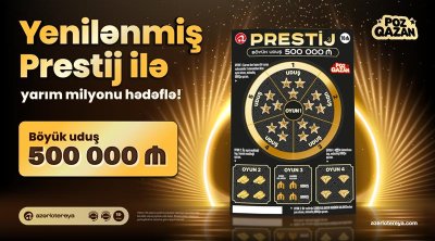 Yenilənmiş &ldquo;Prestij&rdquo; lotereyasında yarım milyon uduş sahibini gözləyir