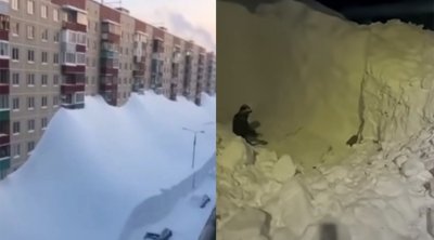 Qar binaların 4-cü mərtəbəsinə çatdı - VİDEO