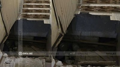 Bakıda binada blok çökdü: Sakinlər evdən çıxa bilmirlər &ndash; VİDEO