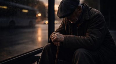 Xırdalanda yaşlı kişi avtobus dayanacağında gecələyir - VİDEO