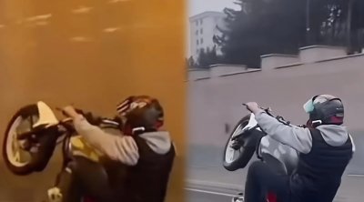 Bakıda təhlükəli manevrlər edən motosiklet sürücüsü CƏZALANDIRILDI - VİDEO