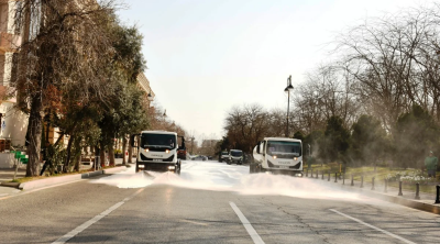 Bakının küçələri yuyuldu - FOTO