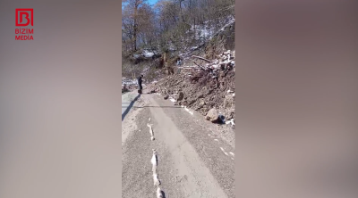 Quba-Xınalıq yolu bağlandı: Sürüşmə var - VİDEO