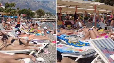 Antalyada rusiyalı turistlər çimərliklərə axışdı – VİDEO