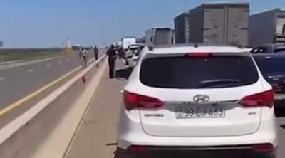 Bakı&ndash;Masallı yolunda tıxac yarandı - VİDEO