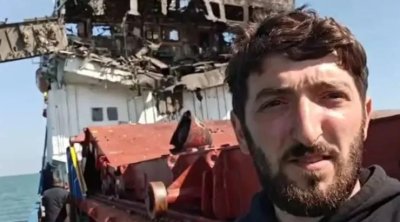 Azov dənizində vurulan gəminin GÖRÜNTÜLƏRİ: Azərbaycanlılar DANIŞDI