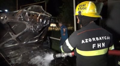 İsmayıllıda minik avtomobili yanaraq kül oldu - FOTO