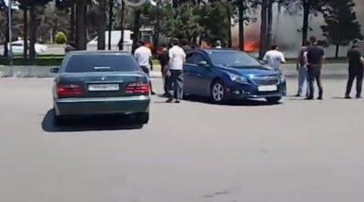 Avtovağzal yaxınlığında avtobus yandı &ndash; ANBAAN VİDEO