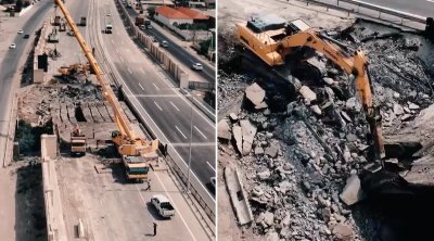 Bakı&ndash;Qazax yolundakı avtomobil körpüsünün söküntüsünə başlanıldı