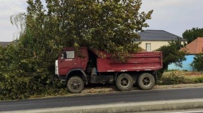 Gəncə-Kəlbəcər yolunda yük avtomobili ağaca çırpıldı - FOTO