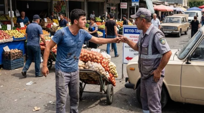 Şəmkir bazarında insident: Arabaçı &ldquo;parkovşik&rdquo;i döydü