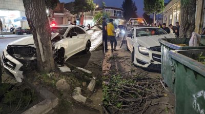 Gəncədə QƏZA: İdarəetmədən çıxan avtomobil ağaca çırpıldı - FOTO/VİDEO