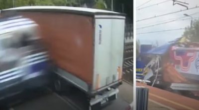 Polşada sərnişin qatarı yük maşınını parçalara böldü &ndash; ANBAAN VİDEO