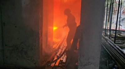 Bakıda tikilməkdə olan binada yanğın baş verib &ndash; FOTO/VİDEO