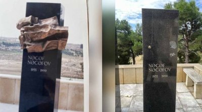 Nəcəf Nəcəfovun məzarı üzərindəki barelyef oğurlandı- Saxlanılan var - Foto
