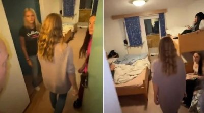 Qızlar yataqxanasında yoxlama: oğlanlar şkafdan çıxdı - Video