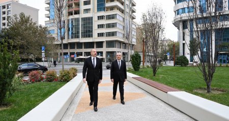 Prezident Bakıda yeni salınan parkda - FOTO