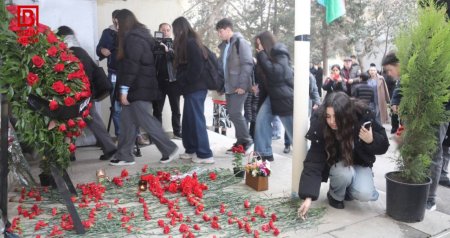 Mərhum pilot İqor Kşnyakinin xatirəsi yaşadığı binanın önündə belə yad olunur - FOTO/VİDEO