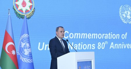 Ceyhun Bayramov BMT-nin 80 illik yubileyinə həsr olunmuş tədbirdə çıxış edib - FOTO