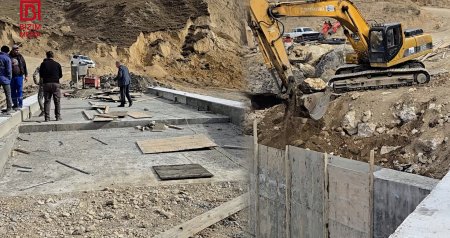 Ləzə kəndində selin dağıtdığı körpünün yerində yenisi tikilir – VİDEO