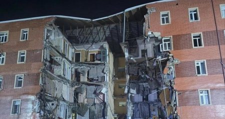 Goranboyda qəzalı binanın bloku ÇÖKDÜ - FOTO/VİDEO