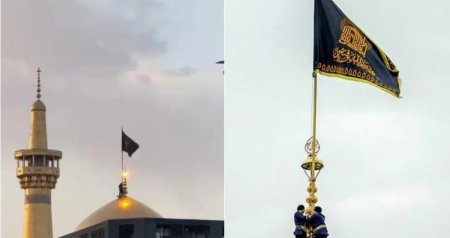 Məşhəddə Əli Xameneinin öldürülməsindən sonra qara matəm bayrağı qaldırıldı - VİDEO