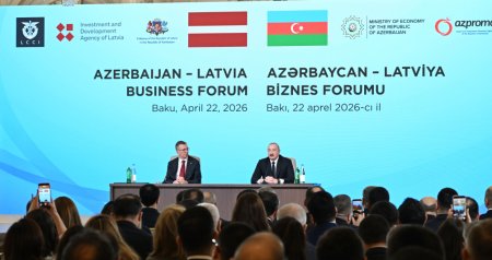 Prezidentlər Azərbaycan-Latviya biznes-forumunda &ndash; FOTO
