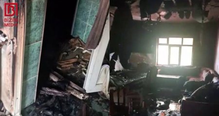 Tanınmış həkimin evi yanaraq külə döndü &ndash; VİDEO