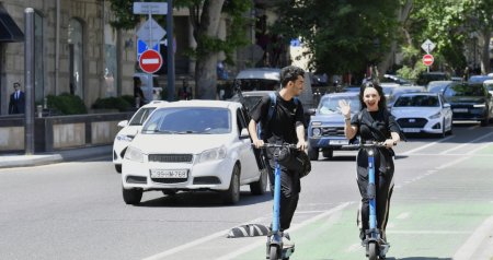 Bakıda velosiped və skuter sürənlərin NƏZƏRİNƏ &ndash; FOTO