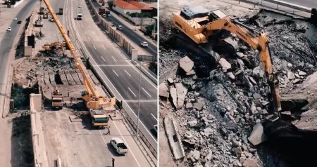 Bakı&ndash;Qazax yolundakı avtomobil körpüsünün söküntüsünə başlanıldı - VİDEO