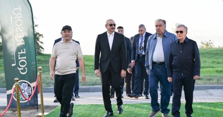 Prezidentlər Qırğızıstanda Qolf Klubun açılışında - FOTOLAR