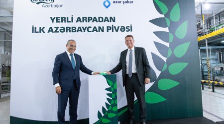 Mikayıl Cabbarov yeni pivə zavodunun açılışında - FOTO