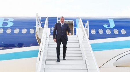 Prezident İlham Əliyev Ukraynaya işgüzar səfərə gedib - FOTO/VİDEO