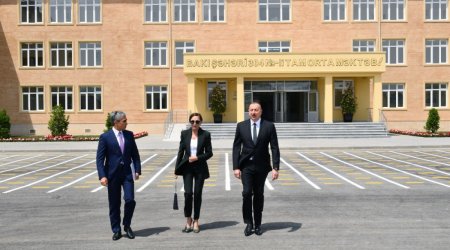 Prezident və xanımı Kürdəxanıda məktəb açılışında - FOTO 