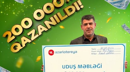 “40.000.000 Pul Yağışı” lotereyasında növbəti böyük uduş - 200.000 manat qazanıldı