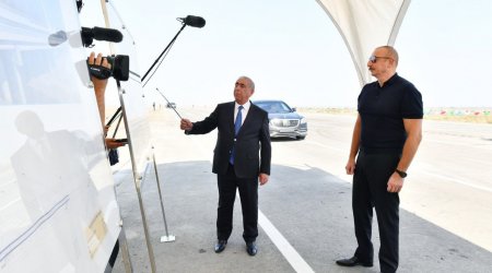 Prezident Bərdə-Ağdam avtomobil yolunda görülən işlərlə tanış olub - YENİLƏNİB - FOTO
