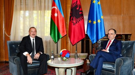 İlham Əliyev Albaniya Prezidenti ilə görüşdü - FOTO/VİDEO